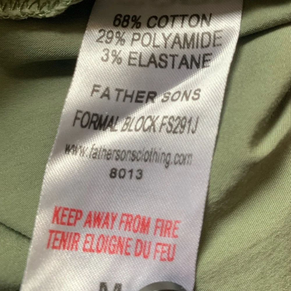 Father Sons Khaki Stretch Slim Fit Grandad Collar Button Down Shirt Size M - Picture 5 of 5